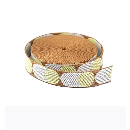 LCKKJHG Gurtband Gepunktetes Gurtband for Taschengürtel, Nylon-Gurtband, DIY, Basteln, Rucksackgurt, Taschenzubehör, 5 Meter, 25/50 mm(1 Inch-Brown Yellow) von LCKKJHG