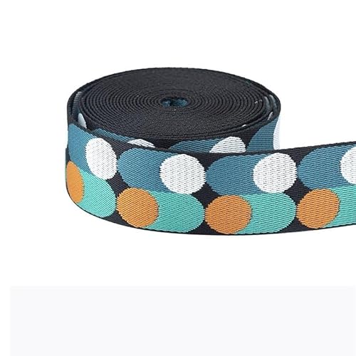 LCKKJHG Gurtband Gepunktetes Gurtband for Taschengürtel, Nylon-Gurtband, DIY, Basteln, Rucksackgurt, Taschenzubehör, 5 Meter, 25/50 mm(2 Inch-Yellow Cyan) von LCKKJHG