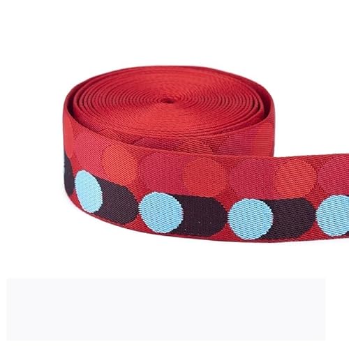 LCKKJHG Gurtband Gepunktetes Gurtband for Taschengürtel, Nylon-Gurtband, DIY, Basteln, Rucksackgurt, Taschenzubehör, 5 Meter, 25/50 mm(2 Inch-red Blue) von LCKKJHG