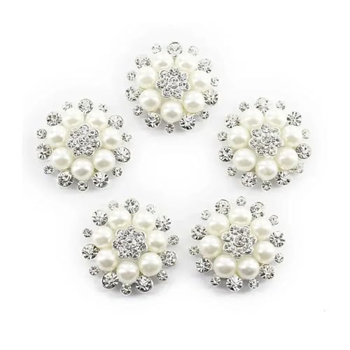 LCKKJHG Knopfabdeckungen Strass-KnöPfe 10 Stück Kunstperlen-Blumenknöpfe, Verzierungen for Basteln, Schaft, klare Strassknöpfe, Nähen, Bastelperlen for Kleidung für Hemden(Silver) von LCKKJHG