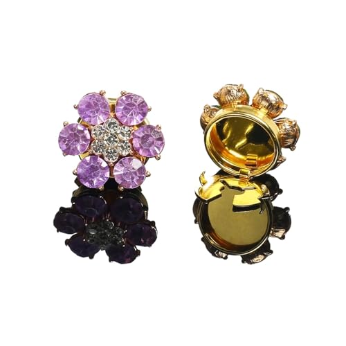 LCKKJHG Knopfabdeckungen Strass-KnöPfe 2 STÜCKE Manschettenknöpfe Hemdknopfabdeckungen Frauen Männer Knöpfe Blind Strass Blume Manschettenknopf Ärmelknopf Kleidung Zubehör für Hemden(Purple) von LCKKJHG