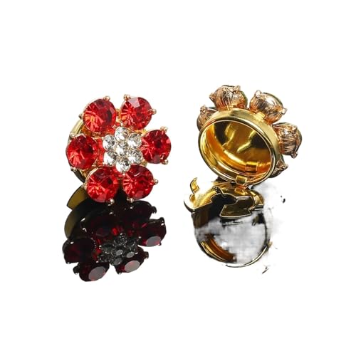 LCKKJHG Knopfabdeckungen Strass-KnöPfe 2 STÜCKE Manschettenknöpfe Hemdknopfabdeckungen Frauen Männer Knöpfe Blind Strass Blume Manschettenknopf Ärmelknopf Kleidung Zubehör für Hemden(Red) von LCKKJHG