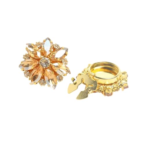 LCKKJHG Knopfabdeckungen Strass-KnöPfe 2 STÜCKE Strass Blume Knopfabdeckung Kristall Manschettenknöpfe Hemd Dekoration Knopf Clip Ärmelknöpfe Männer Und Frauen für Hemden(Gold) von LCKKJHG