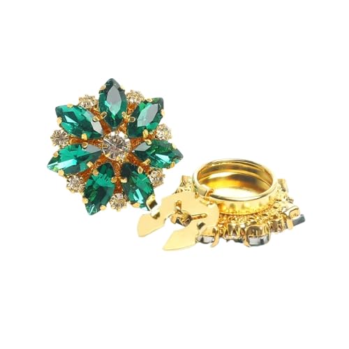 LCKKJHG Knopfabdeckungen Strass-KnöPfe 2 STÜCKE Strass Blume Knopfabdeckung Kristall Manschettenknöpfe Hemd Dekoration Knopf Clip Ärmelknöpfe Männer Und Frauen für Hemden(Green-p) von LCKKJHG