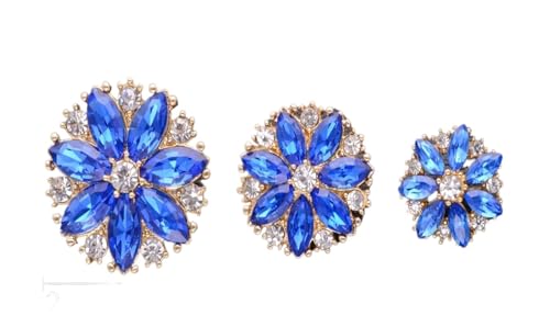 LCKKJHG Knopfabdeckungen Strass-KnöPfe Glänzende Strass-Metallknöpfe in Blumenform for Hemden, Pullover, Mäntel, Schuhe, Hüte, Schmuck, Nähzubehör für Hemden(Blue,15mm) von LCKKJHG