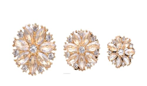 LCKKJHG Knopfabdeckungen Strass-KnöPfe Glänzende Strass-Metallknöpfe in Blumenform for Hemden, Pullover, Mäntel, Schuhe, Hüte, Schmuck, Nähzubehör für Hemden(Champagne,20mm) von LCKKJHG