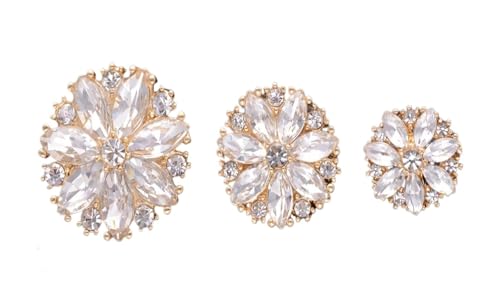LCKKJHG Knopfabdeckungen Strass-KnöPfe Glänzende Strass-Metallknöpfe in Blumenform for Hemden, Pullover, Mäntel, Schuhe, Hüte, Schmuck, Nähzubehör für Hemden(Gold,20mm) von LCKKJHG