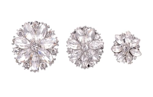 LCKKJHG Knopfabdeckungen Strass-KnöPfe Glänzende Strass-Metallknöpfe in Blumenform for Hemden, Pullover, Mäntel, Schuhe, Hüte, Schmuck, Nähzubehör für Hemden(Silver,15mm) von LCKKJHG