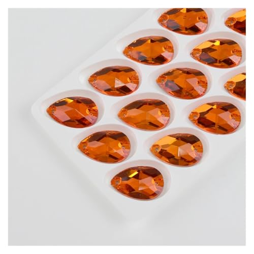 Strasssteine zum Aufbügeln, Strasssteine zum Aufnähen in allen Größen, Crystal AB, beliebte Tropfen, Kristallsteine mit 2 Löchern, DIY-Kleidung, Brautschuhe (Hyacinth, 17 x 28 mm 12 Stück) von LCKKJHG