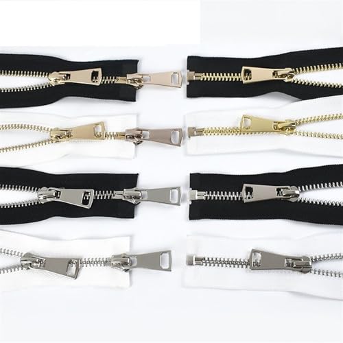 Zwei Wege ReißVerschluss Reißverschluss mit offenem Ende, Einzel-/Doppelschieber, langer, Kleidung, Jacke, Mantel, DIY-Nähzubehör(Black-Gold-Double,100cm) von LCKKJHG
