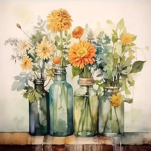 LCOZX Diamant-Kunstgemälde, DIY-Diamant-Kunstmalkits für Erwachsene, Kunst Blumen Malen nach Zahlen, Freizeit zu Hause, Wanddekoration, runde Diamanten, Muster misst 30x30 cm, Nr. 9 von LCOZX