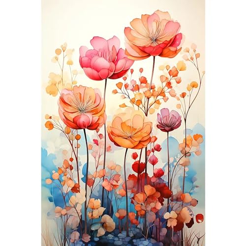 LCOZX Diamant-Kunstgemälde, DIY-Diamant-Kunstmalkits für Erwachsene, Kunst Blumen Malen nach Zahlen, Freizeit zu Hause, Wanddekoration, runde Diamanten, Muster misst 30x40 cm, Nr. 14 von LCOZX