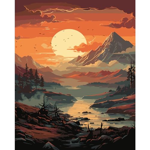 LCOZX Malen nach Zahlen für Erwachsene Anfänger, DIY Acryl Ölmalerei nach Zahlen Kits, Kunst Landschaft DIY Malen nach Zahlen auf Leinwand als Geschenk, Wanddekoration 45x45cm, Nr.2 LCOZX Malen nach Zahlen für Erwachsene Anfänger, DIY Acryl Ölmalerei nach Zahlen Kits, Kunst Landschaft DIY Malen nach Zahlen auf Leinwand als Geschenk, Wanddekoration 45x45cm, Nr.2 von LCOZX