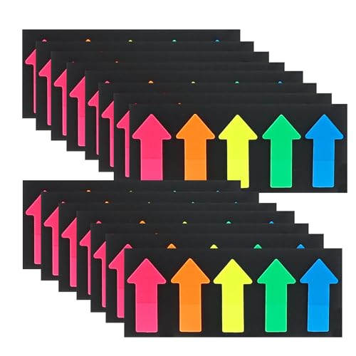 LCUHAVA 1500 PCS Seite Marker Big Arrows Farbige Haftnotizen 5 Farben Pfeil Index Marker Wiederverwendbar Post it Klein 2.5 X 4.5cm Klebezettel Geeignet für Büro, Schule, Zuhause, Memo von LCUHAVA