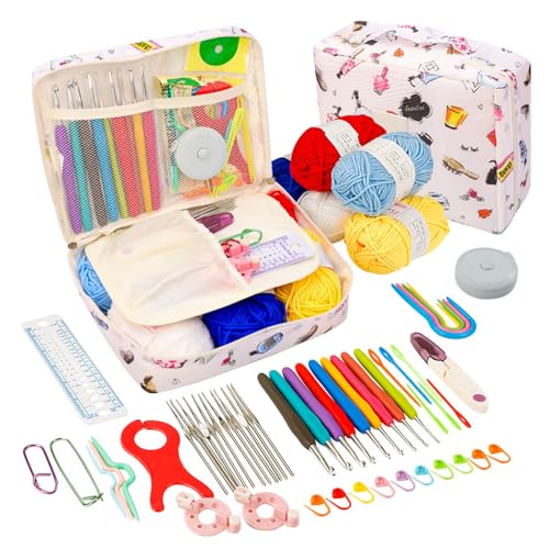 LCUHAVA 54 Stück Häkelset für Anfänger Tragbar Häkelnadel set Mit 9 Häkelnadel 2,0-10 mm Ergonomisch Häkelnadeln Häkeltasche und Zubehör Weiß Häkeltasche, Pragmatisch Crochet set LCUHAVA 54 Stück Häkelset für Anfänger Tragbar Häkelnadel set Mit 9 Häkelnadel 2,0-10 mm Ergonomisch Häkelnadeln Häkeltasche und Zubehör Weiß Häkeltasche, Pragmatisch Crochet set von LCUHAVA