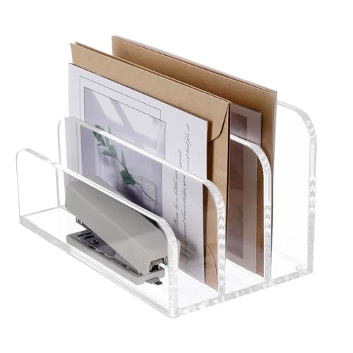 LCUHAVA Acryl Briefhalter 3 Fächer Brief Organizer Schreibtisch Briefständer Transparent Post Organizer Briefablage Bietet Mehr Stauraum | Elegant Dokumentenablage von LCUHAVA