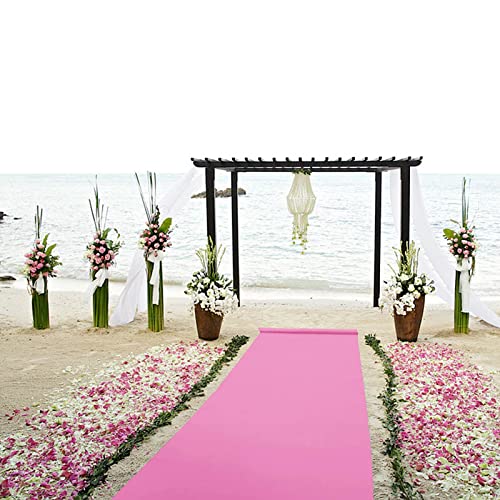 LCUVIMPEX Gang Läufer für Zeremonie Teppich, Läufer for Hochzeitszeremonien, 140 g/m², Polyester, 2 mm dick, Rosa, Verschiedene Größen, Strand, Kirche(100 x 3000 cm (Rectangular)) von LCUVIMPEX