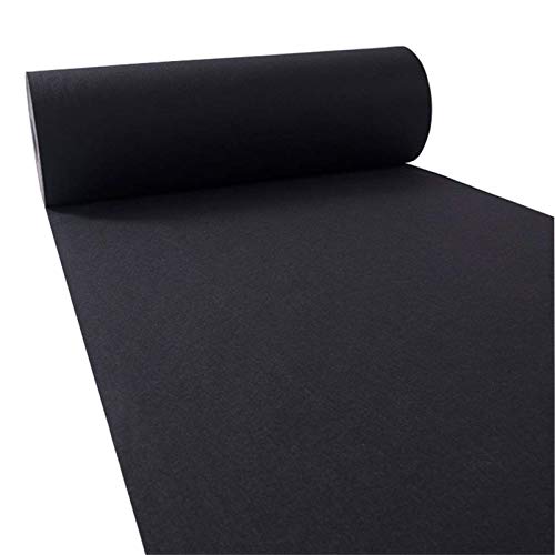 LCUVIMPEX Gang Läufer für Zeremonie Teppich, Polyester-Teppichläufer, 2,2 mm dick, Schwarz, mehrere Größen, for den Innen- und Außenbereich(1.2x30m(4x98ft)) von LCUVIMPEX