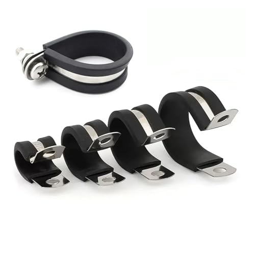 LCUVIMPEX Gummigefütterte, stahlstarke P-Clips, M6-M46 304 Edelstahl Gummi Ausgekleidet R-Typ Rohr Klemmen Kabel Installation Klemmen(24mm 3pcs) von LCUVIMPEX