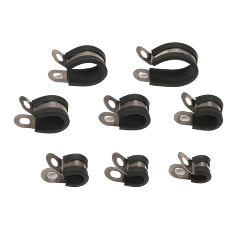 LCUVIMPEX Gummigefütterte, stahlstarke P-Clips, P-Clips aus Edelstahl mit Gummiauskleidung for Festhalten von Schläuchen und Kabeln, P-Klemmen 6–24 mm(10mm (10pcs)) von LCUVIMPEX