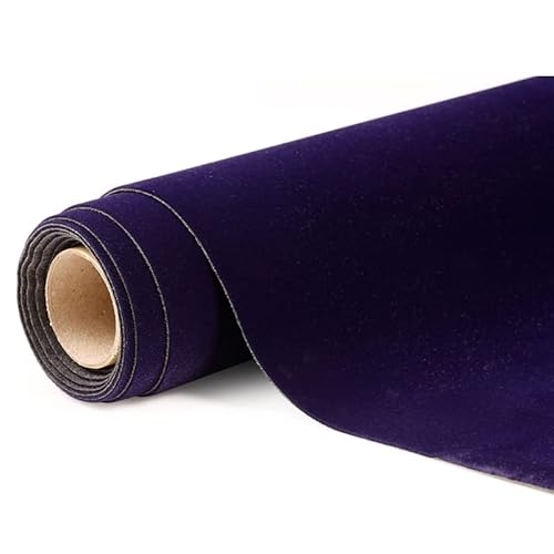 LCUVIMPEX Selbstklebend Samt Liner ， Flocked Fabric Samtstoff Multicolor 50x148cm for Basteln und Futtern(17 Navy Blue) von LCUVIMPEX