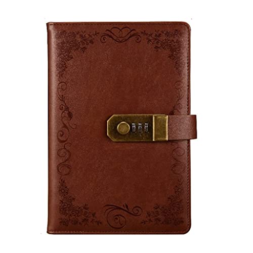 Reise-Notizblock, A5 Kombinationsschloss Retro Pu Leder Journal for Schule Büro Business Arbeit(D) von LCUVIMPEX