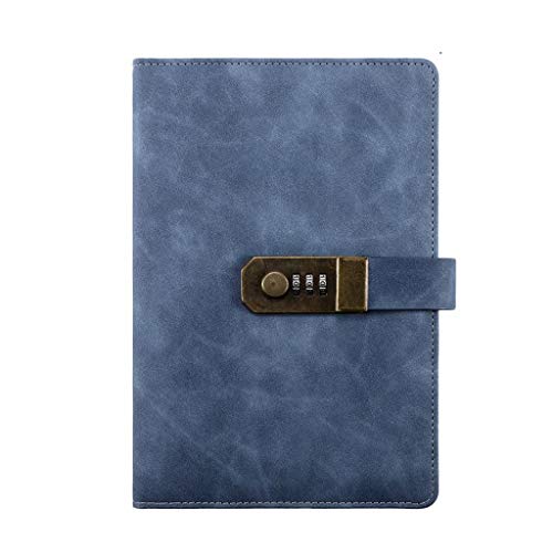 Reise-Notizblock, Literarische Retro Mädchen süße Prinzessin Passwort Schloss mit Stift Fall Leder Notizblock(Blue) von LCUVIMPEX
