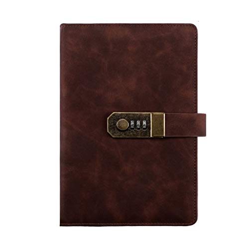 Reise-Notizblock, Literarische Retro Mädchen süße Prinzessin Passwort Schloss mit Stift Fall Leder Notizblock(Coffee) von LCUVIMPEX