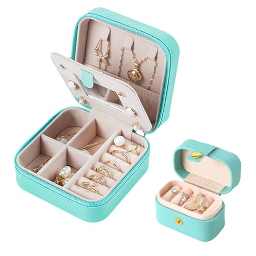 LDALAX Schmuckkästchen Reise, 2-teiliges Set Schmuckschatulle für Mädchen und Frauen, Reise Schmuck Etui, PU-Bezug Schmuck-Organizer für Ringe, Ohrringe, Halsketten, Blau LDALAX Schmuckkästchen Reise, 2-teiliges Set Schmuckschatulle für Mädchen und Frauen, Reise Schmuck Etui, PU-Bezug Schmuck-Organizer für Ringe, Ohrringe, Halsketten, Blau von LDALAX