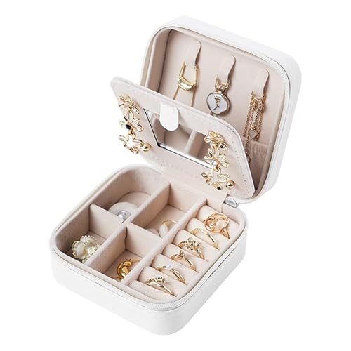 LDALAX Schmuckkästchen Reise,Schmuckschatulle für Mädchen und Frauen, Reise Schmuck Etui, PU-Bezug Schmuck-Organizer für Ringe, Ohrringe, Halsketten, Weiß LDALAX Schmuckkästchen Reise,Schmuckschatulle für Mädchen und Frauen, Reise Schmuck Etui, PU-Bezug Schmuck-Organizer für Ringe, Ohrringe, Halsketten, Weiß von LDALAX