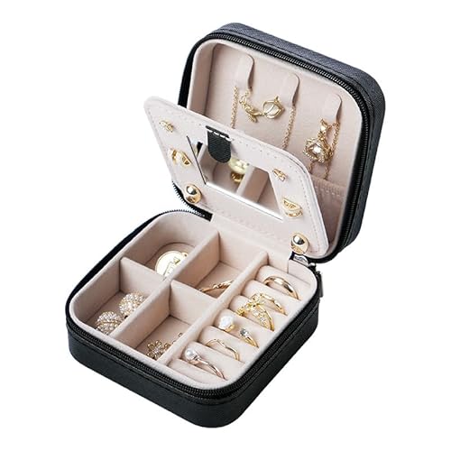 LDALAX Schmuckkästchen Reise,Schmuckschatulle für Mädchen und Frauen, Reise Schmuck Etui, PU-Bezug Schmuck-Organizer für Ringe, Ohrringe, Halsketten,Schwarz LDALAX Schmuckkästchen Reise,Schmuckschatulle für Mädchen und Frauen, Reise Schmuck Etui, PU-Bezug Schmuck-Organizer für Ringe, Ohrringe, Halsketten,Schwarz von LDALAX