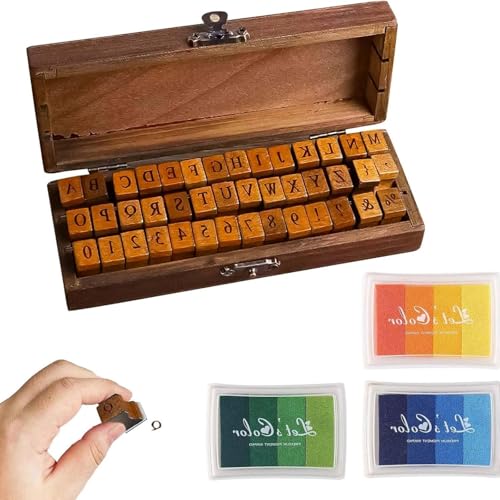 Stempelset - Qualitäts Buchstabenstempel und Ton, Holzstempel mit Stempelkissen Gold & Schwarz für exzellente Kartengestaltung und Scrapbooking-Erfahrung Stempelset - Qualitäts Buchstabenstempel und Ton, Holzstempel mit Stempelkissen Gold & Schwarz für exzellente Kartengestaltung und Scrapbooking-Erfahrung von LDBKLGHJ