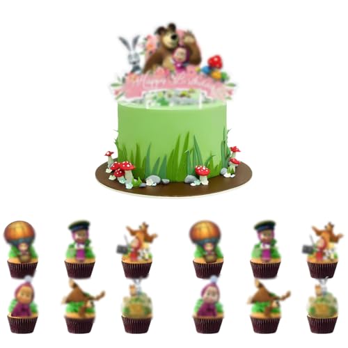 Cartoon Geburtstagstorte Dekoration, Mädchen Und Der Bär Tortendeko, Karikatur Party Hintergrund Geburtstag,Geeignet für die Dekoration von Themenpartys Cartoon Geburtstagstorte Dekoration, Mädchen Und Der Bär Tortendeko, Karikatur Party Hintergrund Geburtstag,Geeignet für die Dekoration von Themenpartys von LDDYKZY