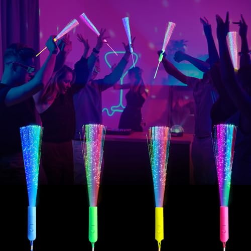 LDERFIV 12 Stück Leuchtstäbe Kinder, LED Glasfaser Glow Sitcks, Knicklichter Party Set für Knicklichter Kinder von LDERFIV