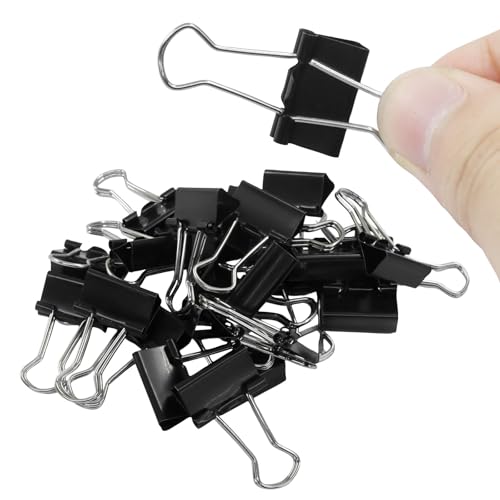 LDEXIN 144 Stück kleine Binder-Clips, schwarze Büroklammern, 19 mm, für Büro, Schule und Geschäft von LDEXIN