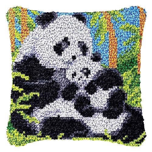 DIY Knüpfhaken-Set Knüpfkissen Zum Selber Knüpfen, Knüpfen Kissen Set Latch Hook Kissen Kit Knüpfteppich Knüpfpackung, Sofakissenbezug Handgemachte Geschenke, 43 × 43 cm, Panda DIY Knüpfhaken-Set Knüpfkissen Zum Selber Knüpfen, Knüpfen Kissen Set Latch Hook Kissen Kit Knüpfteppich Knüpfpackung, Sofakissenbezug Handgemachte Geschenke, 43 × 43 cm, Panda von LDFHOIN