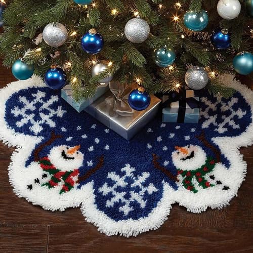 LDFHOIN Knüpfhaken Set Weihnachtsbaumdecke Knüpfteppich DIY Rund Tapisserie Teppich Zum Selber Knüpfen Kreuzstich-Set Für Erwachsene Handwerk Geschenke Weihnachten Dekorationen 100cm von LDFHOIN