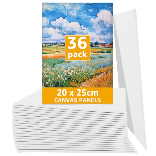 36 Stück Leinwand zum Bemalen, 20 x 25 cm Keilrahmen Leinwand Set, Malkarton Malpappe Weiße Leinwände auf Keilrahmen, Canvas Painting Keilrahmen Klein für Öl-, Acryl-, Aquarell-, Ölfarbe von LDHHYH