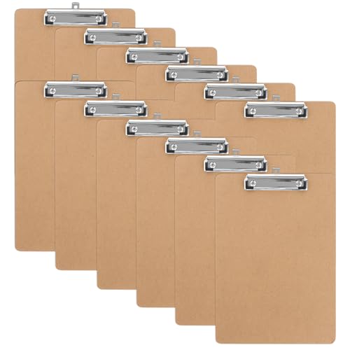 LDHHYH 12 Stück Klemmbrett A4, Hartplatten-Klemmbrett A4, klemmbretter A4 mit Metalklemme und Aufhängeose, Clipboard klemmbretter Klemmbrett DIN A4 für Schule,Zuhause, Büro von LDHHYH