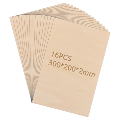 LDHHYH 16 Stück Sperrholzplatte 300 x 200 x2 mm, Lindensperrholz Balsaholz Platten, Sperrholz Lindenholz Bastelholzplatten, Holzplatten zum Basteln für Gemälde, DIY Modell, Flugzeug von LDHHYH