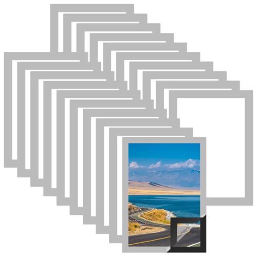 LDHHYH 20 Stück Magnetrahmen A4, 24 x 32CM Magnetrahmen A4 Info-Rahmen Selbstklebend, Magnet Bilderrahmen mit Magnetverschluss, Silber Magnetbilderrahmen für Küche Schlafzimmer Wanddekoration von LDHHYH
