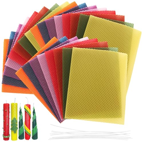 LDHHYH 24 Stück 20,3 x 25,4 cm Bienenwachsbögen für Kerzenherstellung, 8 bunte Bienenwachskerzen für Erwachsene, Wabenblatt mit Baumwolldocht für DIY Handwerk Geschenk LDHHYH 24 Stück 20,3 x 25,4 cm Bienenwachsbögen für Kerzenherstellung, 8 bunte Bienenwachskerzen für Erwachsene, Wabenblatt mit Baumwolldocht für DIY Handwerk Geschenk von LDHHYH
