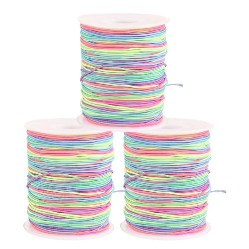 LDHHYH 3 Stück Gummiband für Armbänder, 1mm x 100 m Elastisches Band Armbänder, Regenbogen Farbe Stretch Schnur, Elastisches Gummibänder Gummiband Armbänder, Elastische Faden für Perlen, DIY Schmuck von LDHHYH