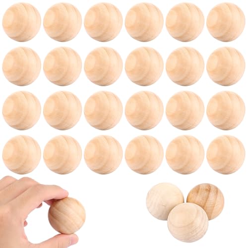 LDHHYH 30 Stück Holzkugeln 38mm Holzperlen Natur, Natürliche Runde Holzperlen ohne Loch,Unvollendete Holzkugeln, Holz Perlen für Schmuck Herstellung Handwerk von LDHHYH