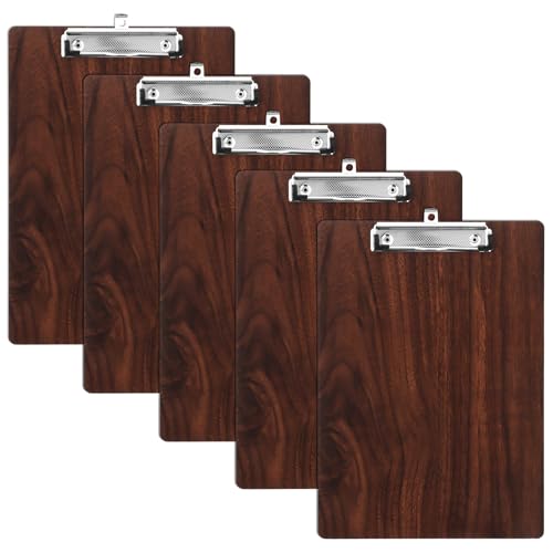 LDHHYH 5 Stück Klemmbrett A4 Holz, Klemmbretter A4, Klemmbrett Holz A4 Klemmbretter, A4 Clipboard Schreibbrett Klemmbrett mit Metalklemme, Klemmbretter A4 Holz für Büro,Restaurant,Schule von LDHHYH