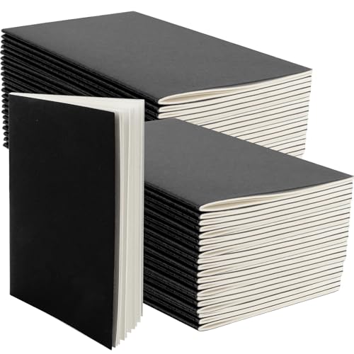 LDHHYH 50 Stück Notizbuch A5, Schwarz Cover Notizbücher A5, Line Thick Paper, Sketchbook, 60 Seiten (30 Blätter), Notizbücher A5 Notizheft für Schule Büro,Studenten, 21 x 14 cm von LDHHYH
