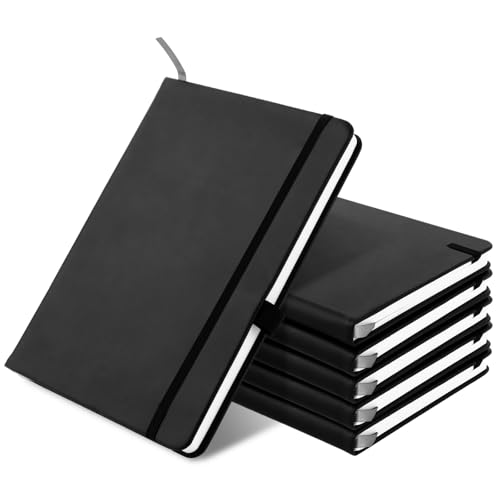 LDHHYH 6 Stück A5 Journal Notizbuch, 21,2x15cm Notizbuch A5, 192 Seiten Schwarz Tagebuch, Journal Buch mit 3 Gelstifte Weiß, Notizbücher a5 für Reisetagebuch, Planen, Schreiben, Notizen von LDHHYH