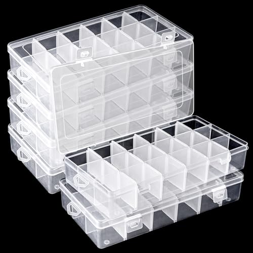 LDHHYH 6 Stück Sortierboxen für Kleinteile, 23X11X4,1cm Sortierbox Kleinteile mit 18 Fächer, Transparente Sortierboxen Perlen Aufbewahrungsbox Sortierbox für Kleinteile, Perlen, Schmuck von LDHHYH