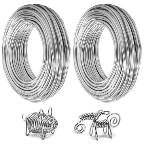 LDHHYH Aluminium-Basteldraht, 9 Gauge, 3 mm dick, 25 m, weicher, biegbarer Metalldraht, Basteldraht, biegbarer Draht für Schmuckherstellung, Kranzherstellung, Modellierung, 2 Stück von LDHHYH