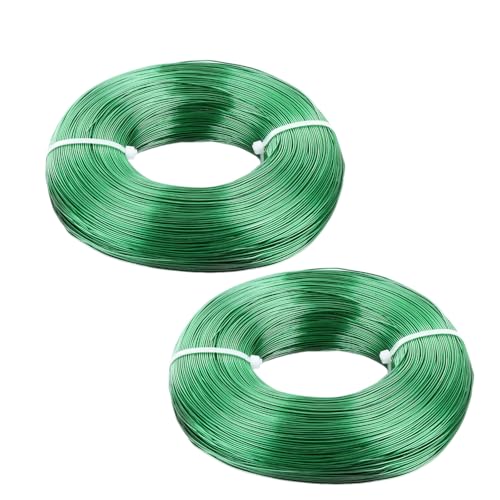 LDHHYH Aluminiumdraht, 0,8 mm Durchmesser, 2 Rollen, 350 m, grüner Aluminiumdraht, für Bastelarbeiten, Blumen, Modellierung, Armatur, biegbarer Draht für Schmuck, Basteln, elektrische Projekte von LDHHYH